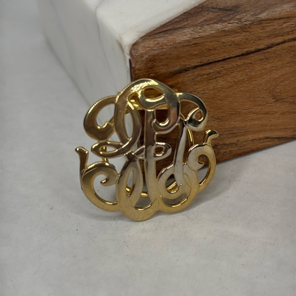 Vintage 1940s Gold Monogram scarf clip lot B45